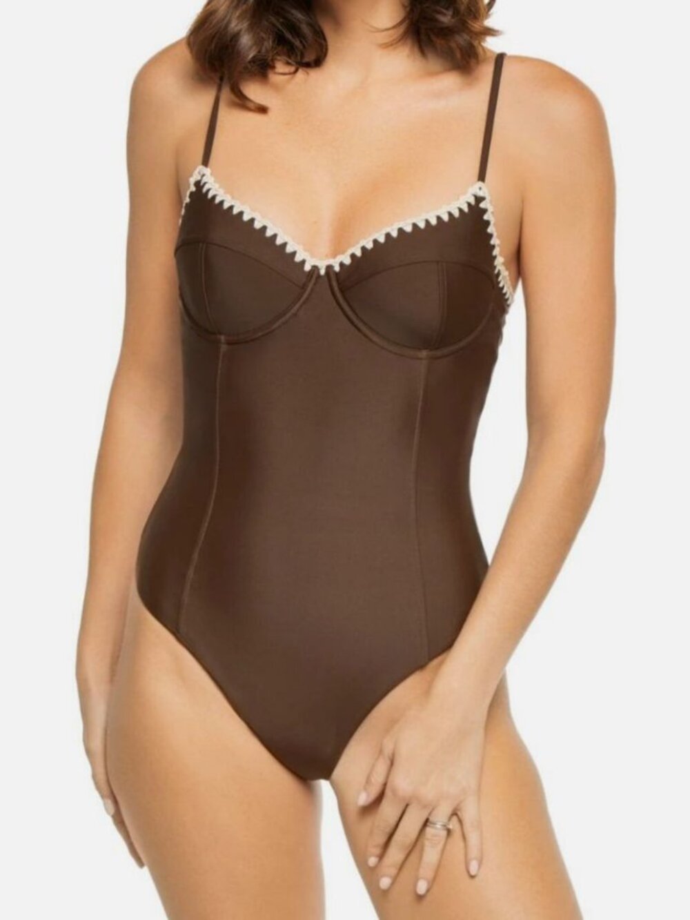 Ramy Brook Women's Brown Addisyn One Piece Swimsuit Size L
